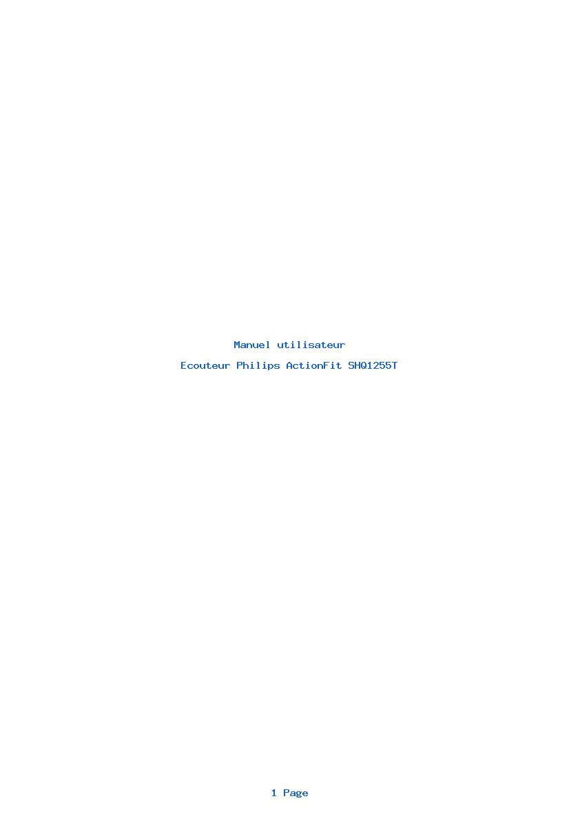 Page 1 de la notice Manuel utilisateur Philips ActionFit SHQ1255T