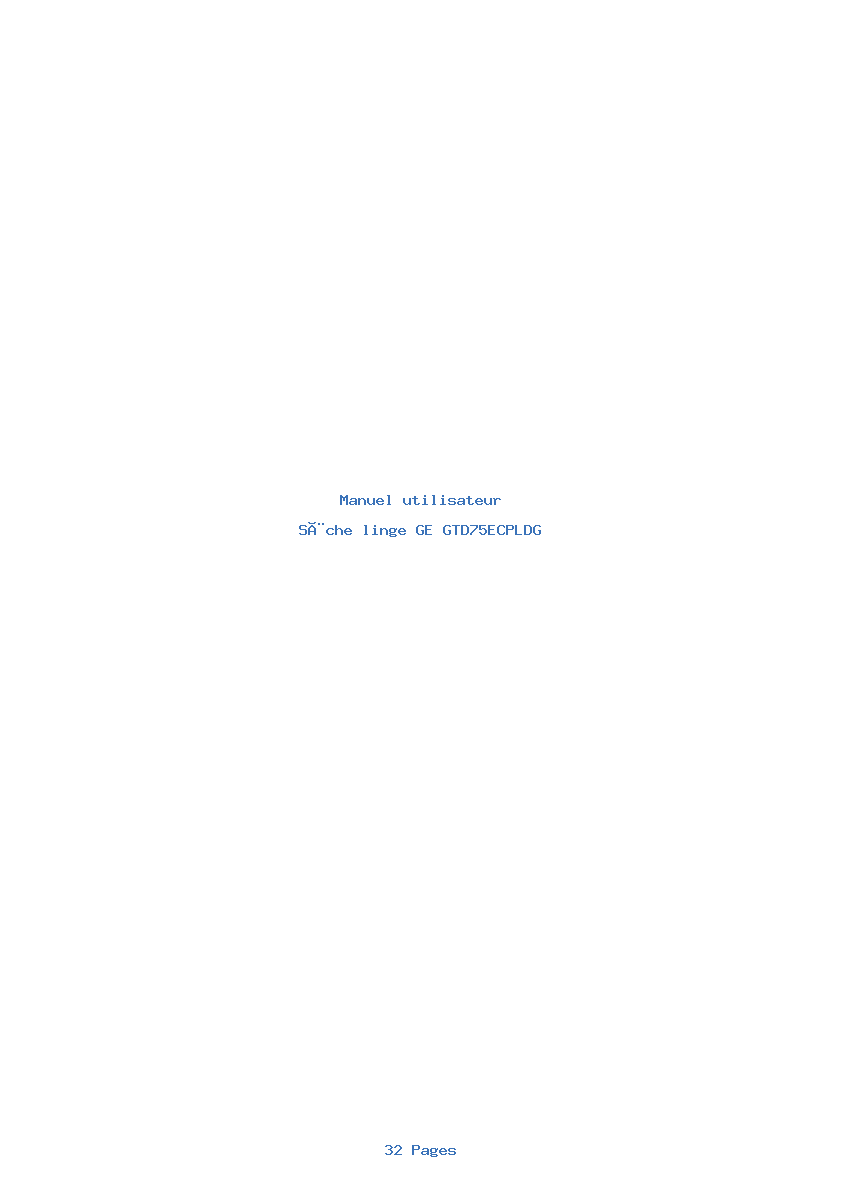 Page 1 de la notice Manuel utilisateur GE GTD75ECPLDG