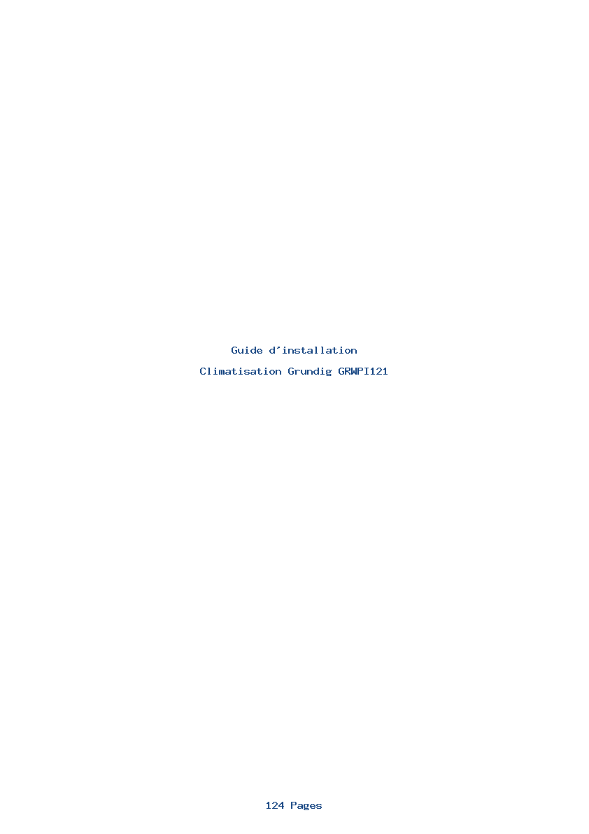 Page 1 de la notice Guide d'installation Grundig GRWPI121