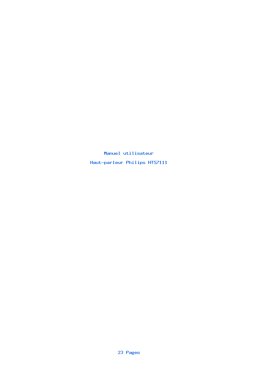 Page 1 de la notice Manuel utilisateur Philips HTS7111
