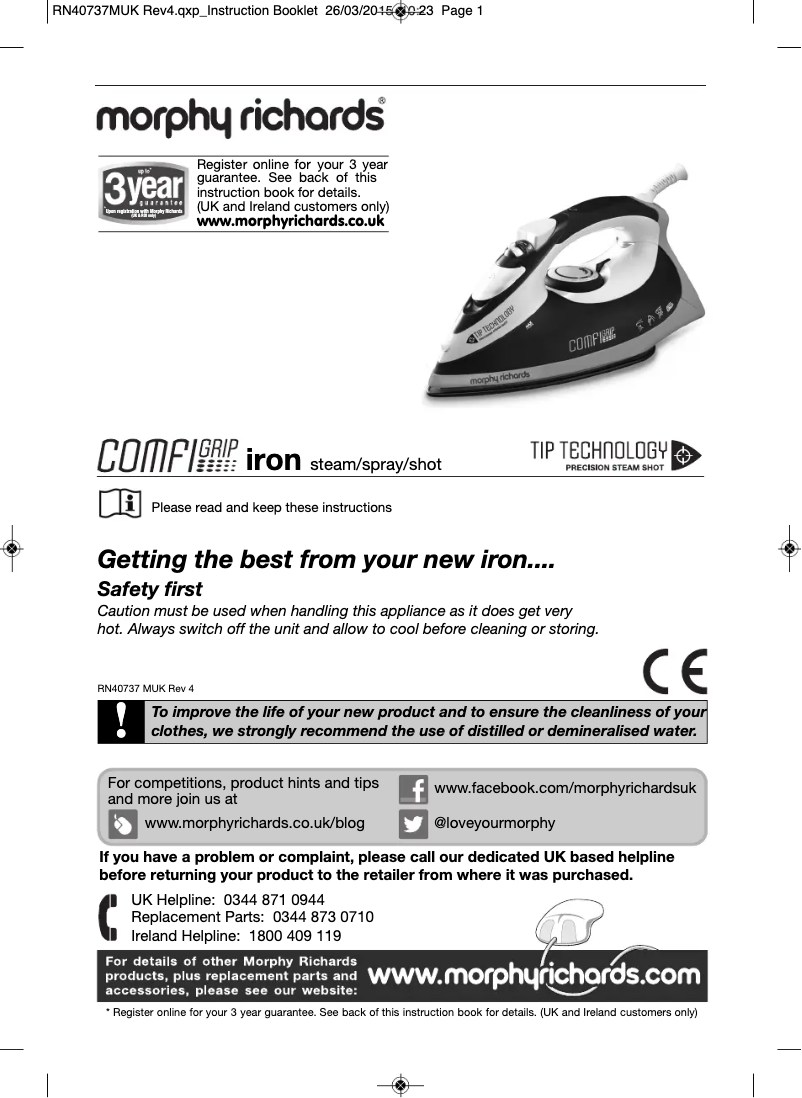 Página 1 del manual Manual de usuario Morphy Richards Comfigrip 300006