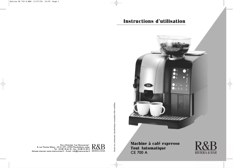Page 1 de la notice Manuel utilisateur Riviera & Bar CE 700 A