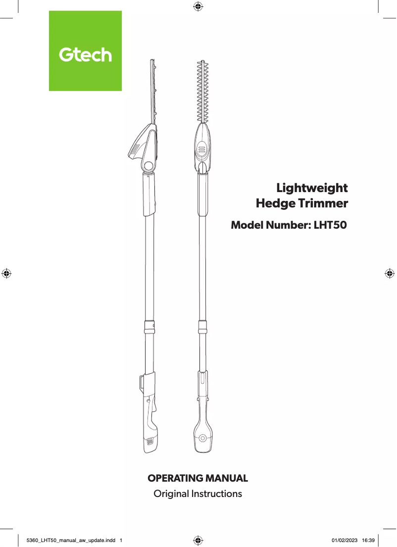 Page 1 de la notice Manuel utilisateur Gtech LHT50