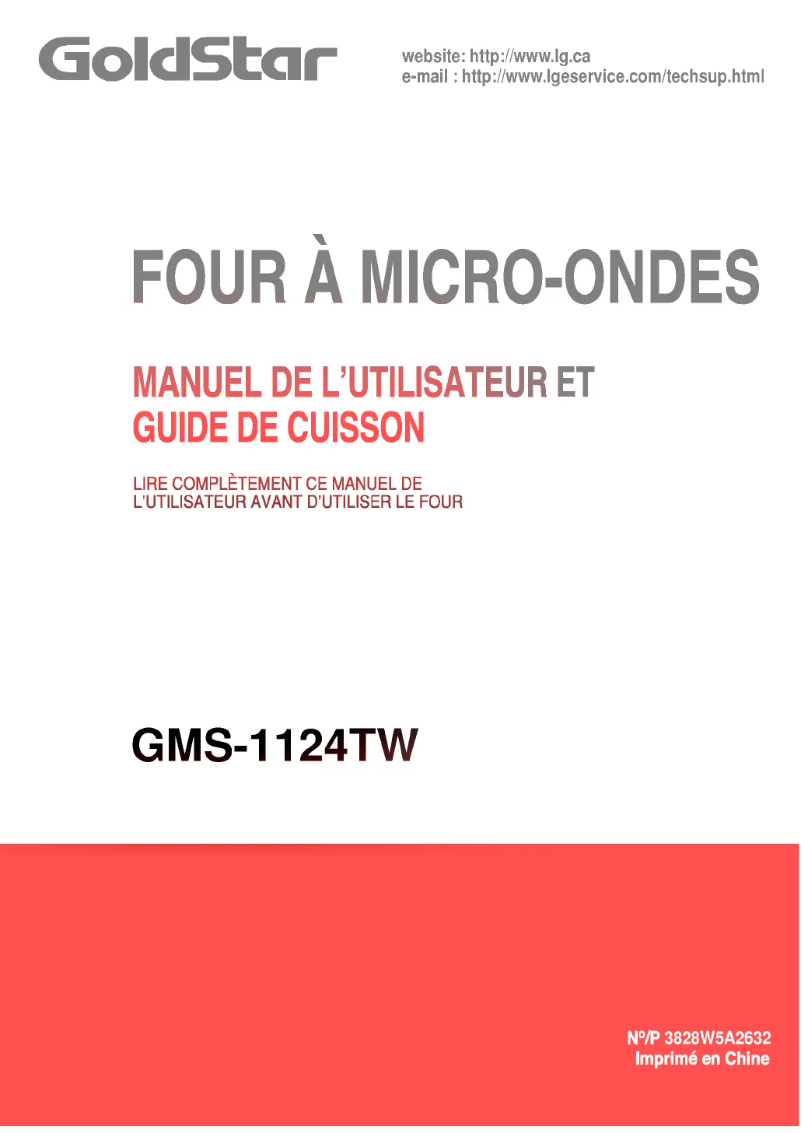Page 1 de la notice Manuel utilisateur LG GMS-1124TW