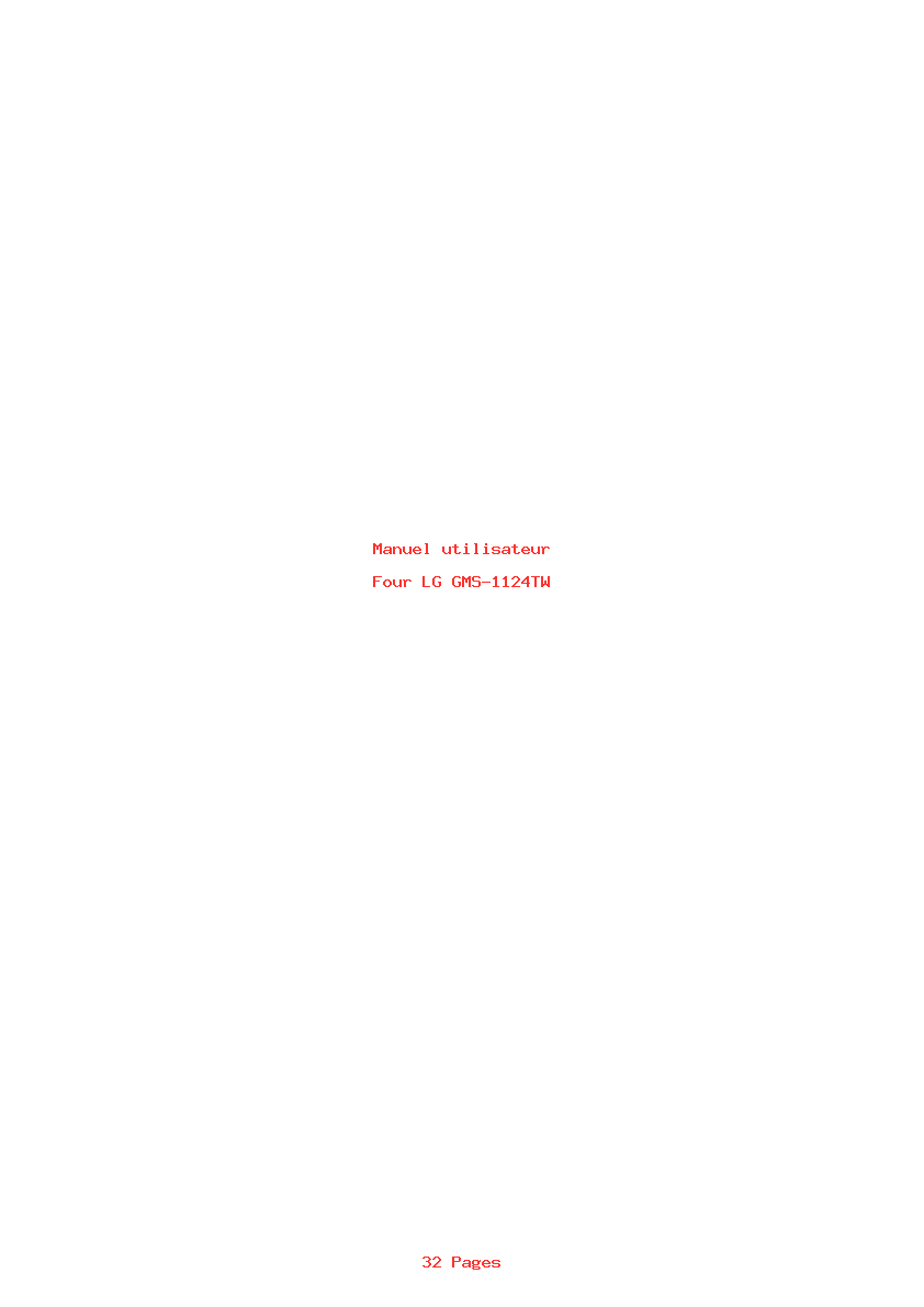 Page 1 de la notice Manuel utilisateur LG GMS-1124TW