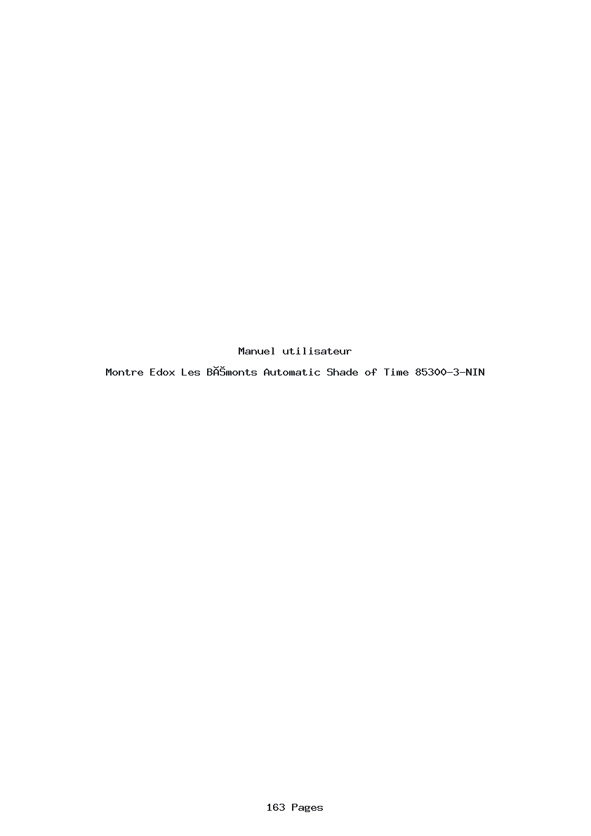 Page 1 de la notice Manuel utilisateur Edox Les Bémonts Automatic Shade of Time 85300-3-NIN