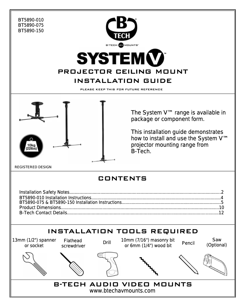 Page 1 of the manual User Manual B-Tech BT5890-010