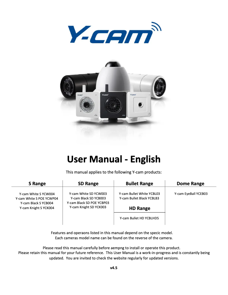 Página 1 del manual Manual de usuario Y-cam YCBLHD5