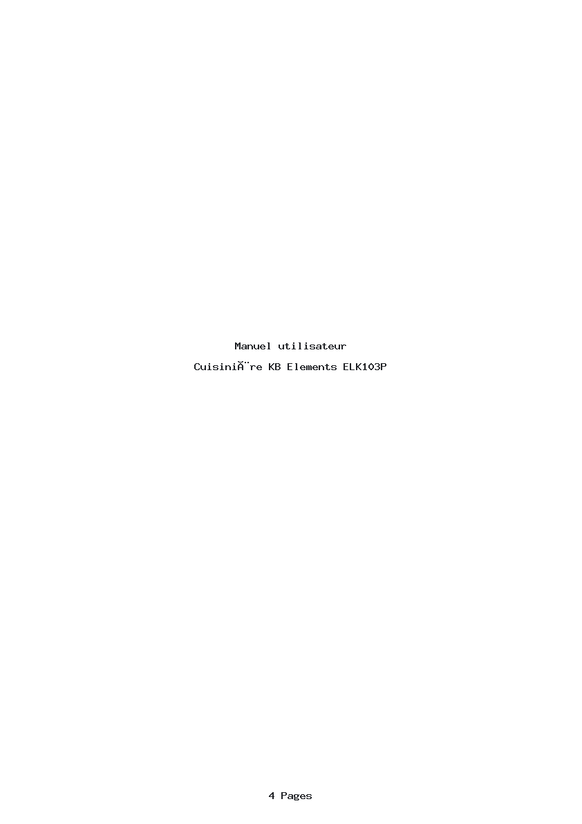 Page 1 de la notice Manuel utilisateur KB Elements ELK103P