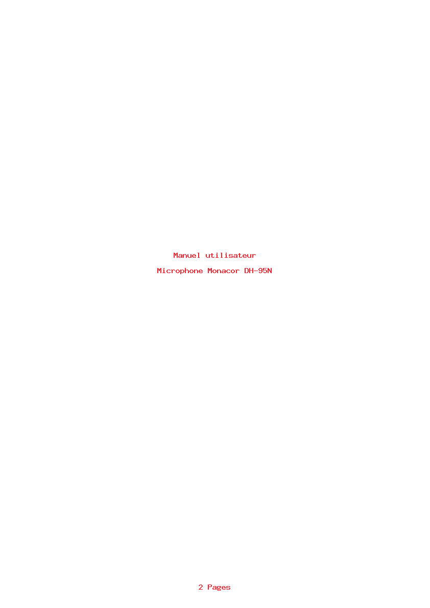 Page 1 de la notice Manuel utilisateur Monacor DH-95N
