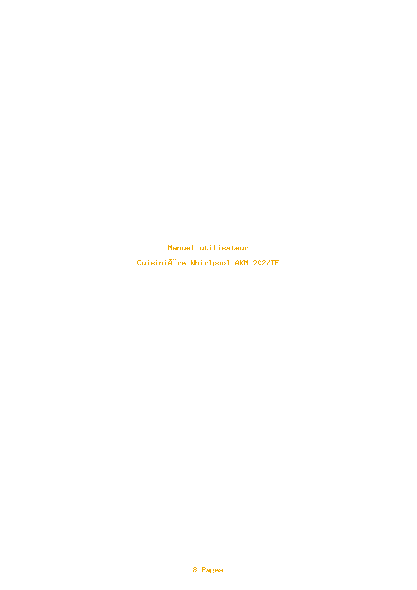 Page 1 de la notice Manuel utilisateur Whirlpool AKM 202/TF