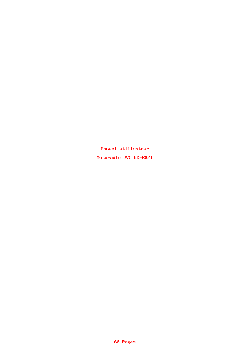 Page 1 de la notice Manuel utilisateur JVC KD-R671