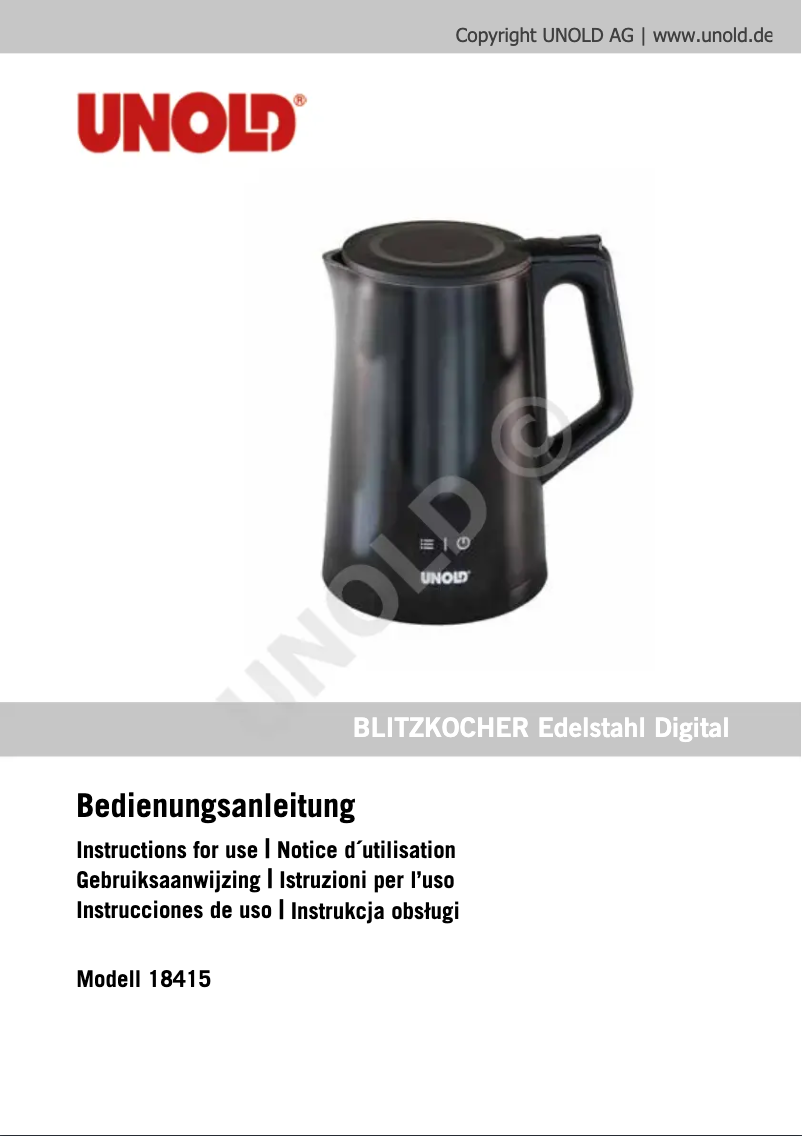 Page 1 de la notice Manuel utilisateur Unold 18415