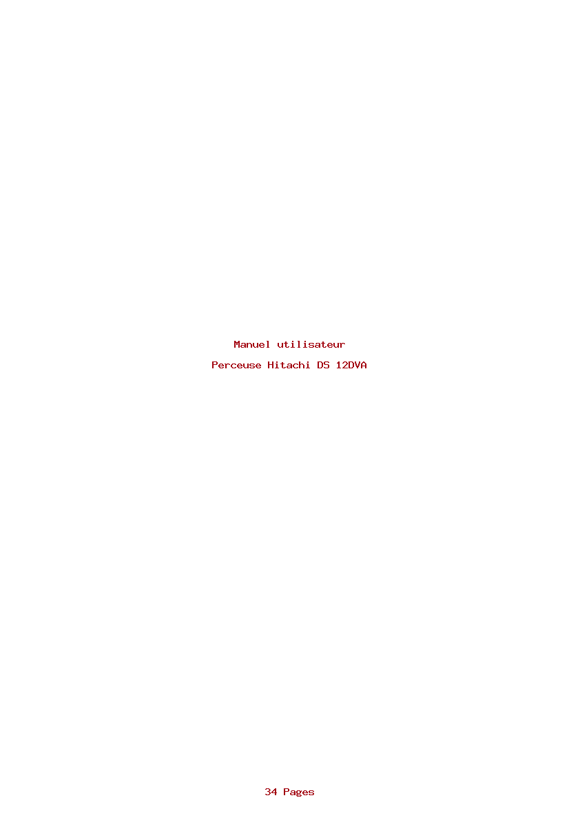 Page 1 de la notice Manuel utilisateur Hitachi DS 12DVA