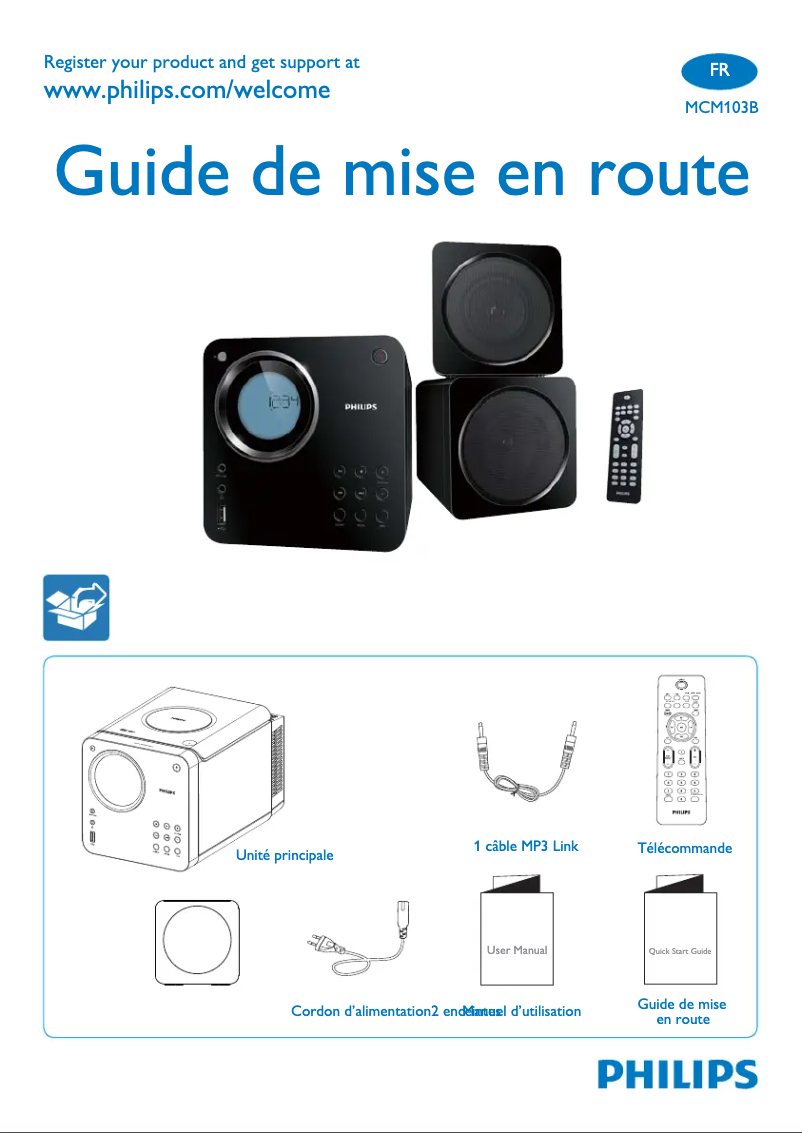 Página 1 del manual Guía de inicio rápido Philips MCM103B