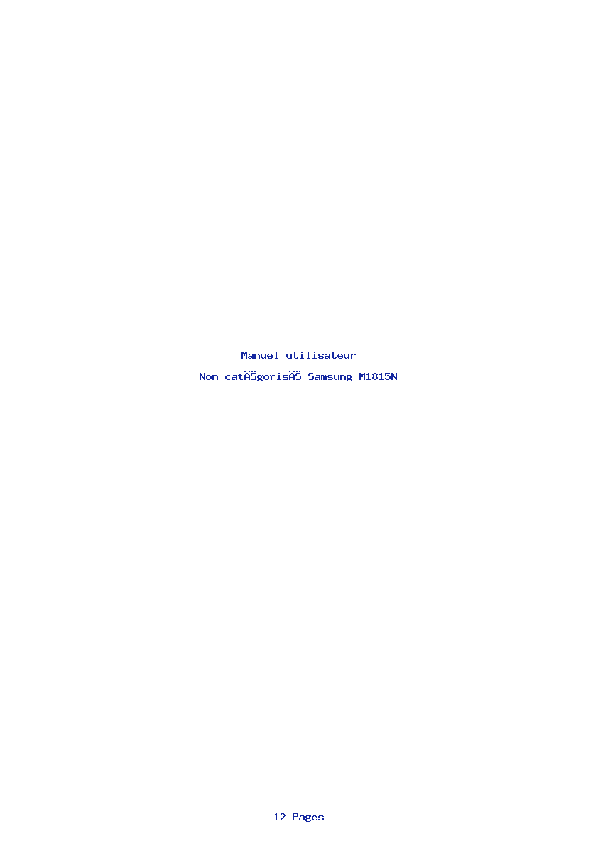 Page 1 de la notice Manuel utilisateur Samsung M1815N