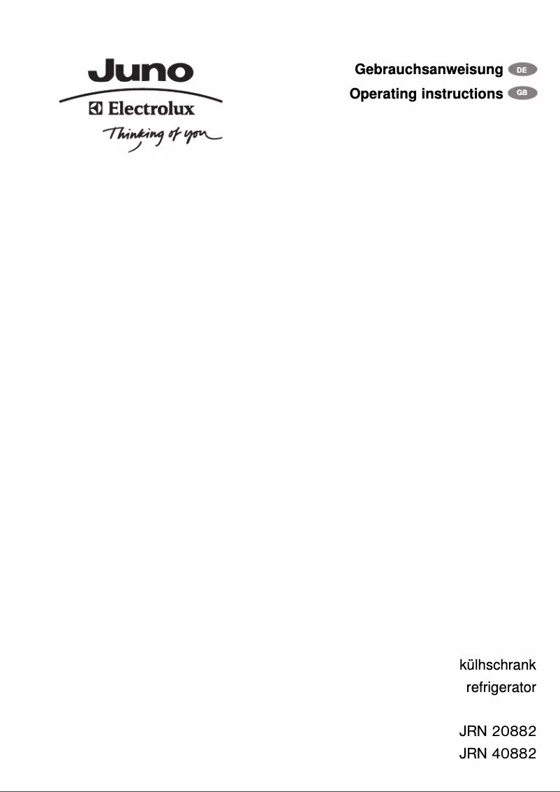 Page 1 de la notice Manuel utilisateur Juno Electrolux JRN40882