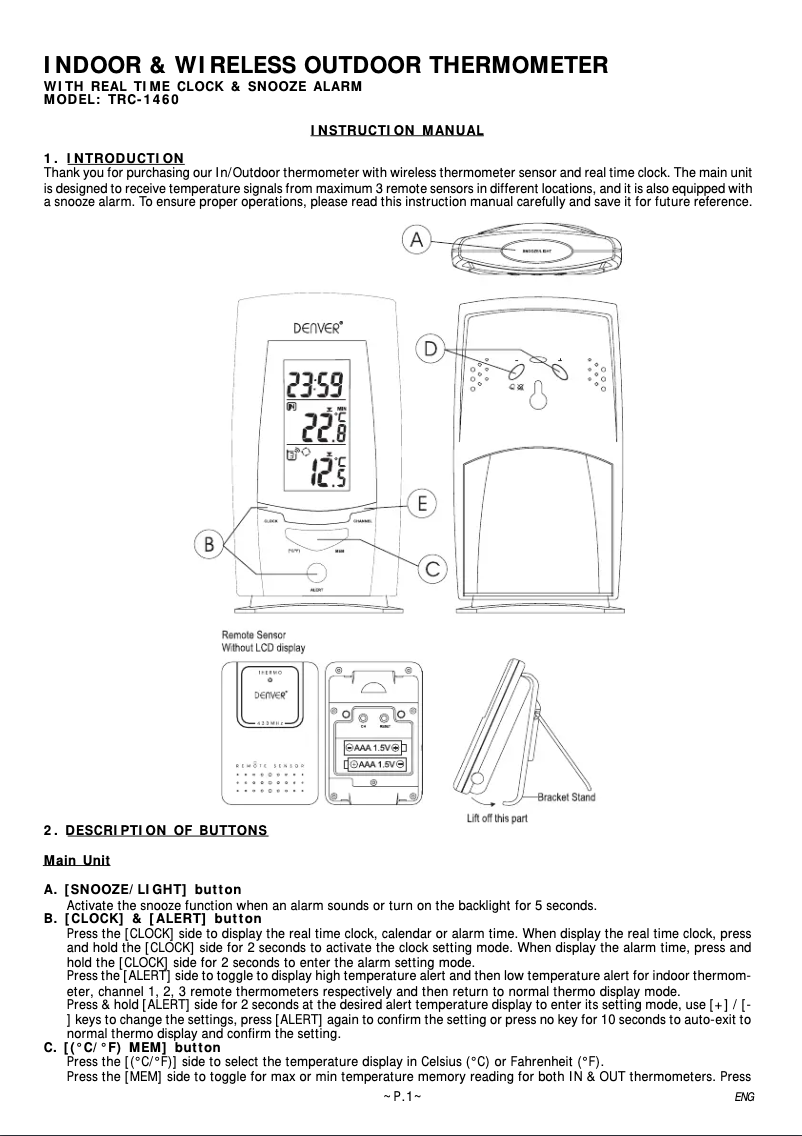 Página 1 del manual Manual de usuario Denver TRC-1460