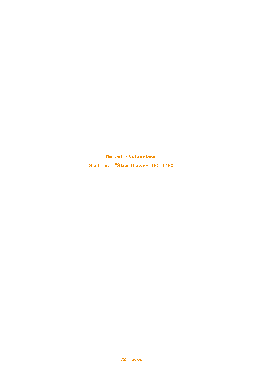 Page 1 de la notice Manuel utilisateur Denver TRC-1460