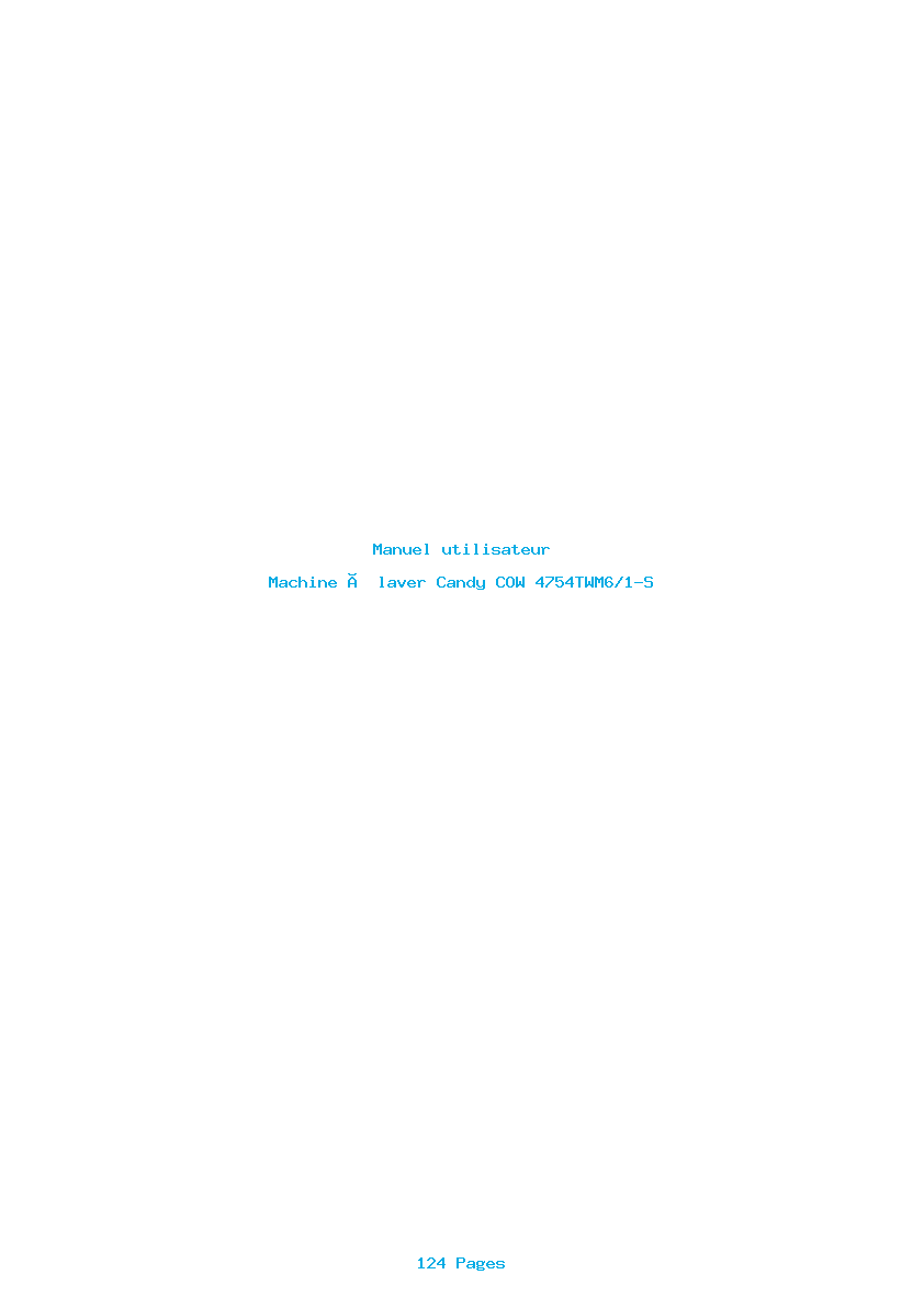 Page 1 de la notice Manuel utilisateur Candy COW 4754TWM6/1-S
