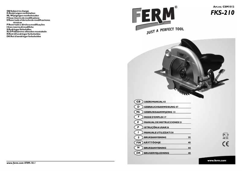 Page 1 de la notice Manuel utilisateur Ferm CSM1012