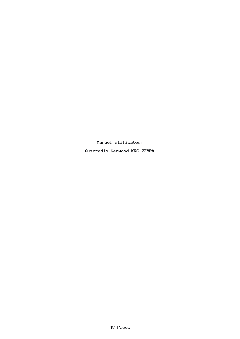 Page 1 de la notice Manuel utilisateur Kenwood KRC-778RV