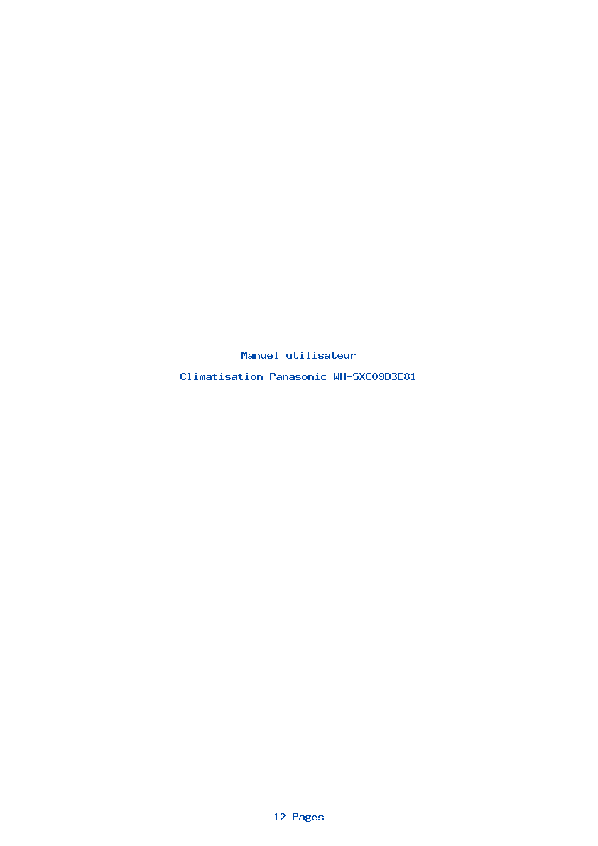 Page 1 de la notice Manuel utilisateur Panasonic WH-SXC09D3E81