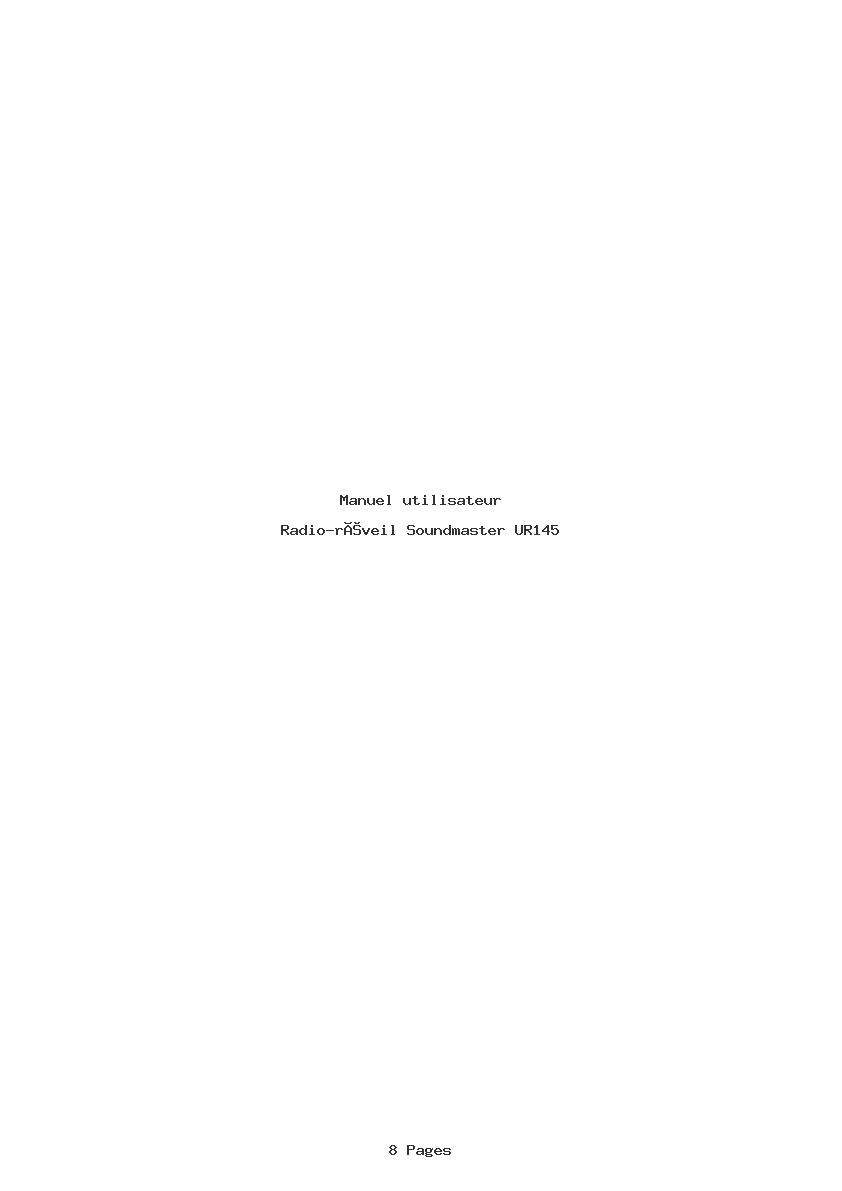 Page 1 de la notice Manuel utilisateur Soundmaster UR145
