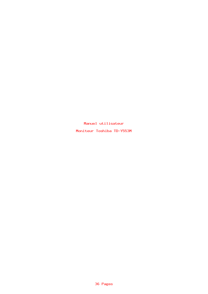 Page 1 de la notice Manuel utilisateur Toshiba TD-Y553M
