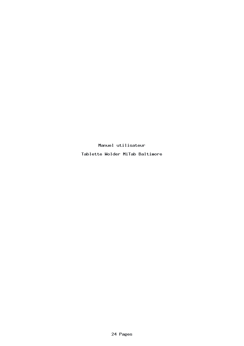 Page 1 de la notice Manuel utilisateur Wolder MiTab Baltimore