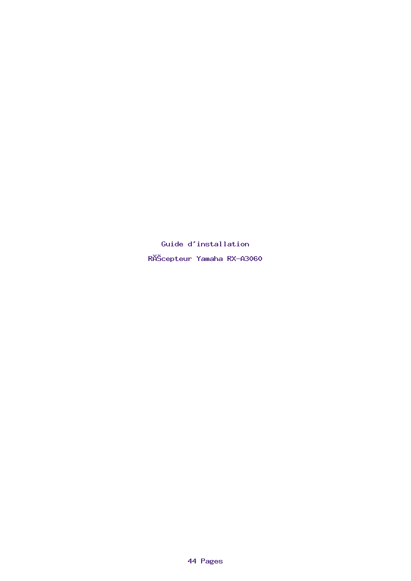 Page 1 de la notice Guide d'installation Yamaha RX-A3060