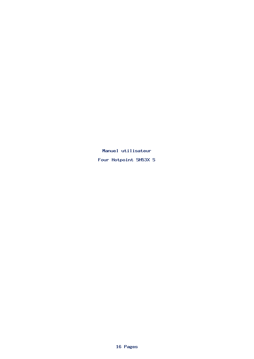 Page 1 de la notice Manuel utilisateur Hotpoint SH53X S
