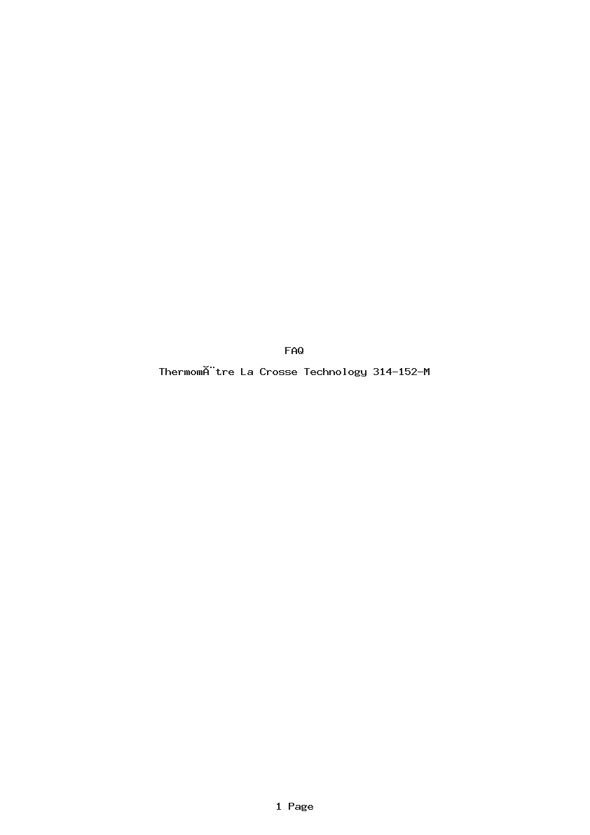 Page 1 de la notice FAQ La Crosse Technology 314-152-M