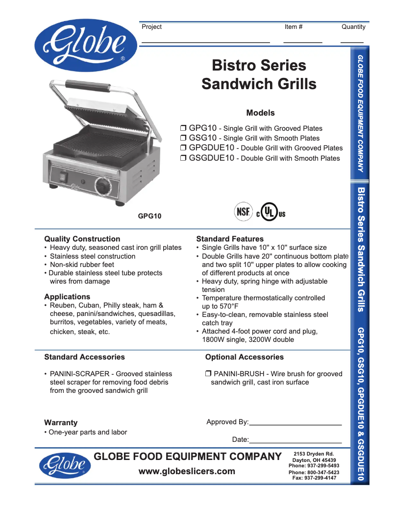 Page 1 de la notice Manuel d'utilisation et d'entretien Globe GSG10