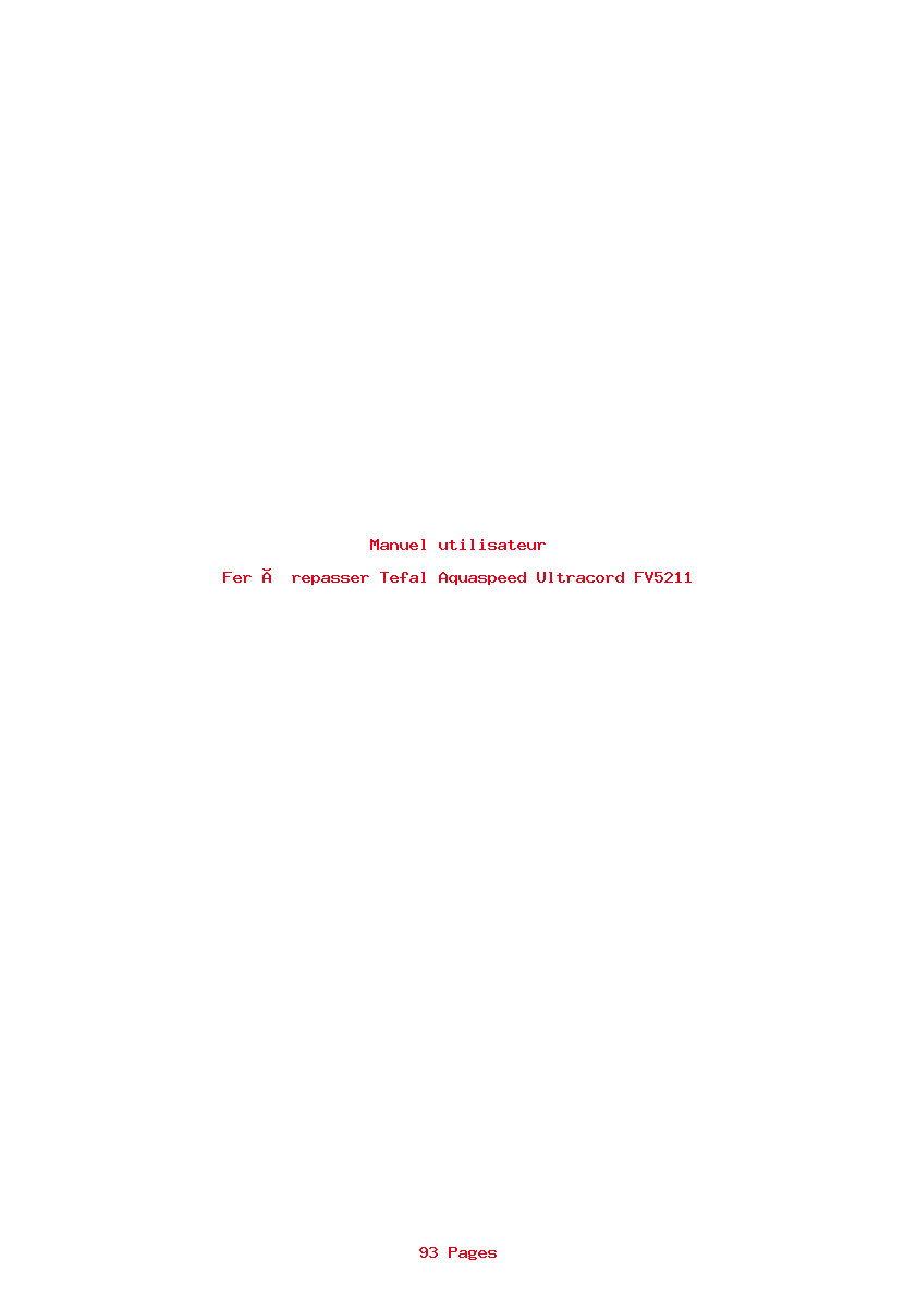 Page 1 de la notice Manuel utilisateur Tefal Aquaspeed Ultracord FV5211