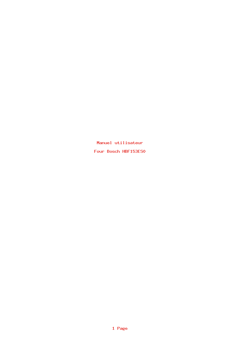 Page 1 de la notice Manuel utilisateur Bosch HBF153ES0