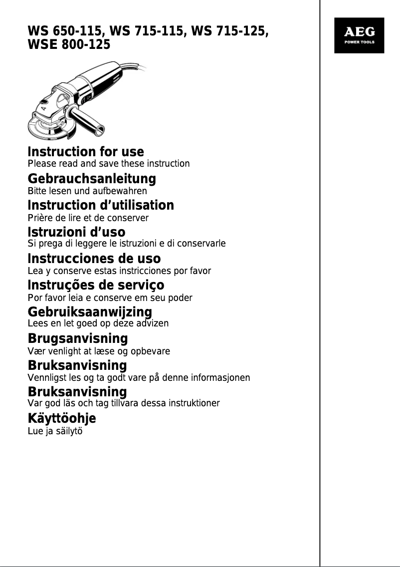 Page 1 de la notice Manuel utilisateur AEG WS 715-115