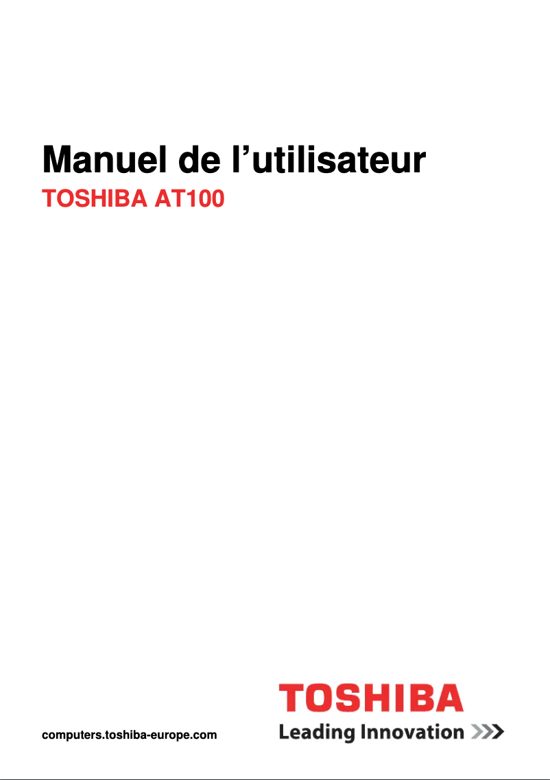 Page 1 de la notice Manuel utilisateur Toshiba AT100