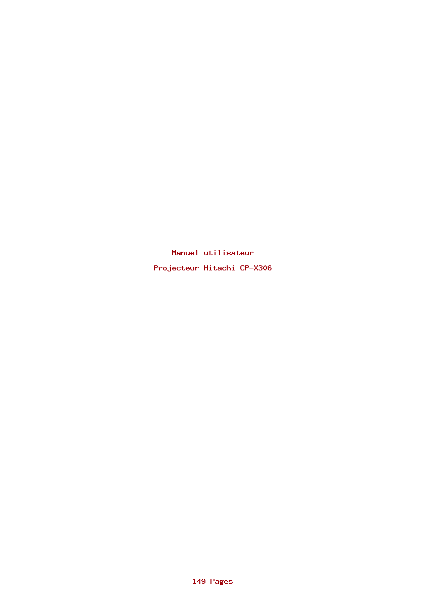 Page 1 de la notice Manuel utilisateur Hitachi CP-X306