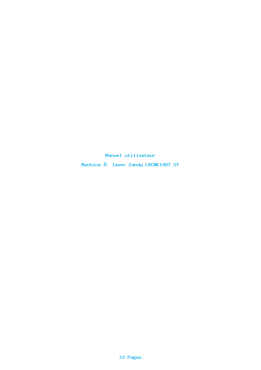 Page 1 de la notice Manuel utilisateur Candy LBCNE148T SY