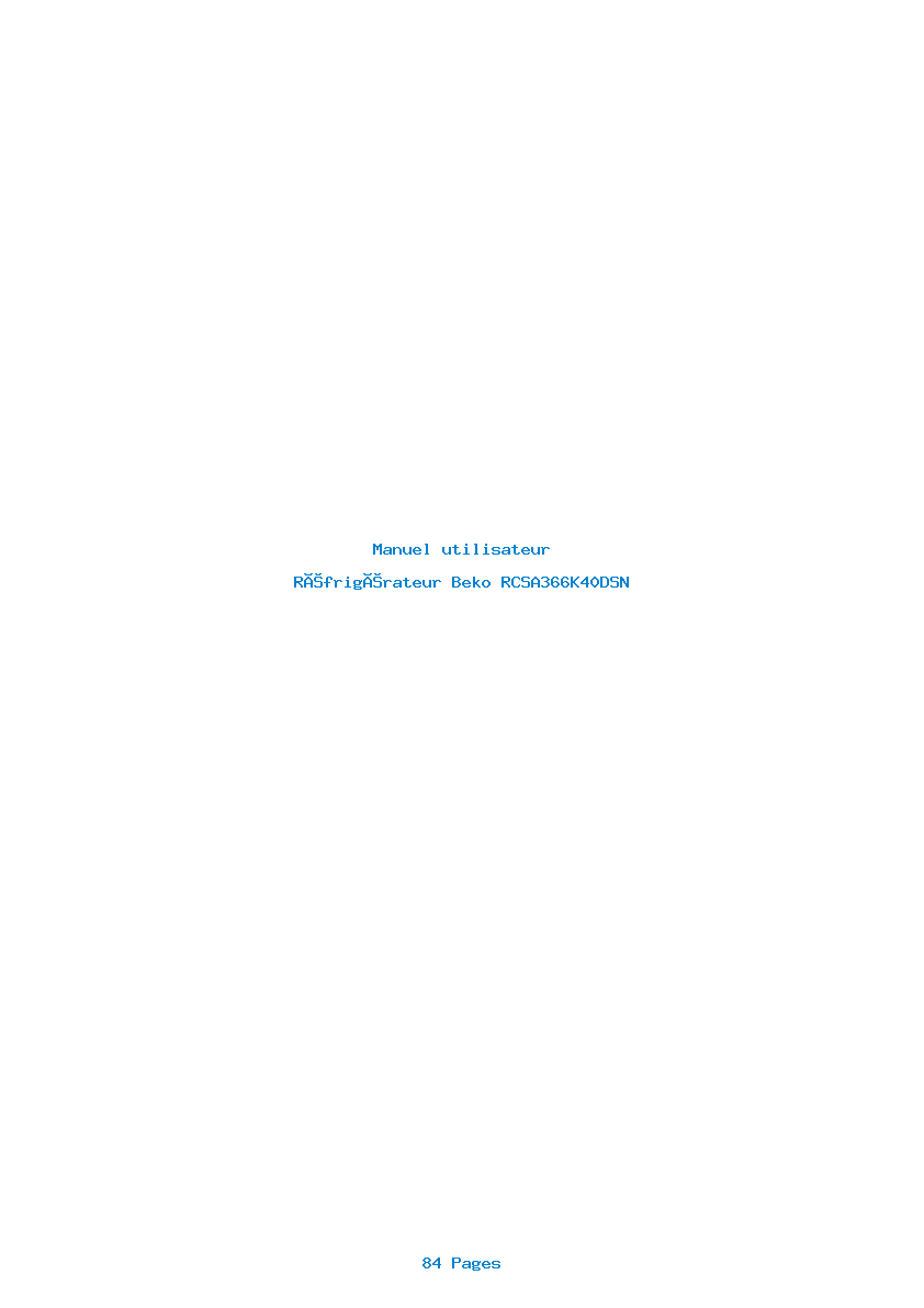 Page 1 de la notice Manuel utilisateur Beko RCSA366K40DSN