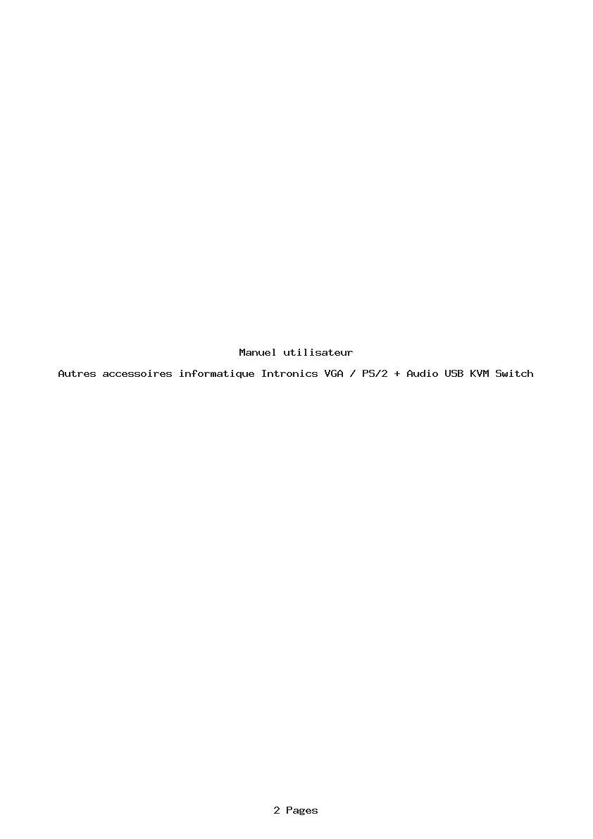 Image de la première page du manuel de l'appareil VGA / PS/2 + Audio USB KVM Switch