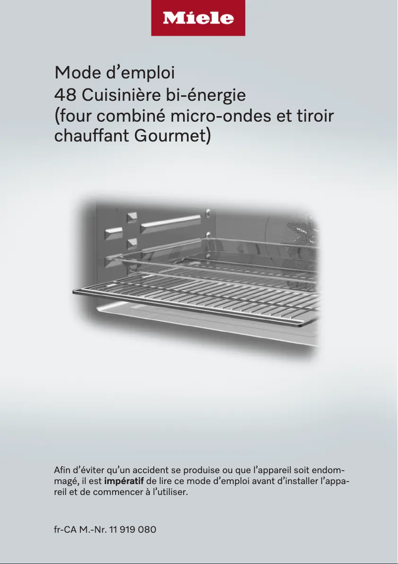 Page 1 de la notice Fiche technique Miele HR 1956-3 G DF GD