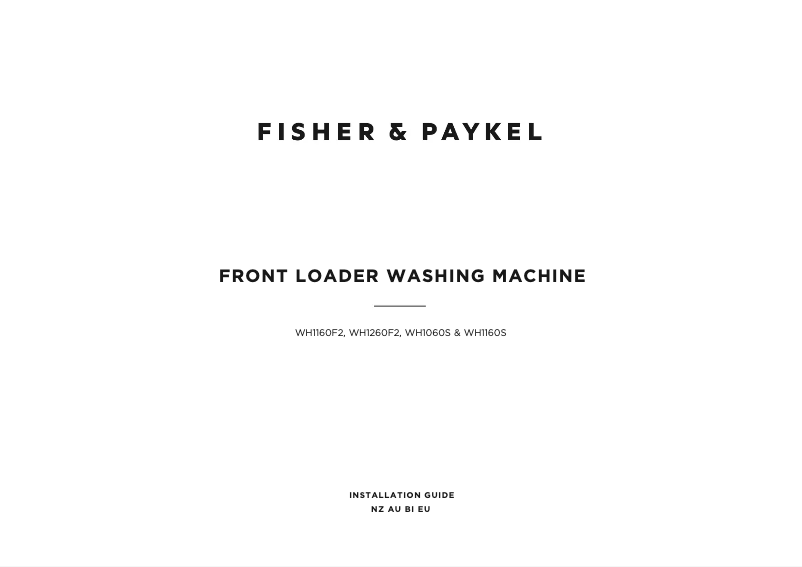 Page 1 de la notice Guide d'installation Fisher & Paykel WH1060SG1
