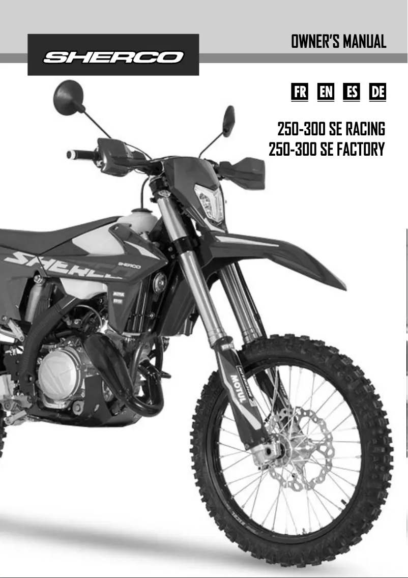 Page 1 of the manual User Manual Sherco 250 SE (2025)