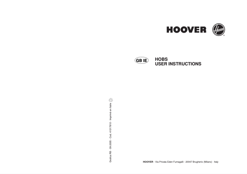 Page 1 de la notice Manuel utilisateur Hoover PCHGH640/1SX