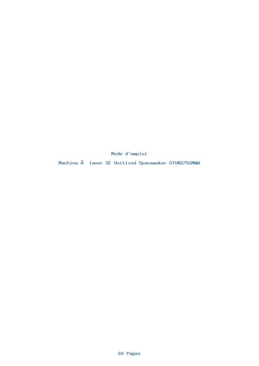 Page 1 de la notice Mode d'emploi GE Unitized Spacemaker GTUN275GMWW
