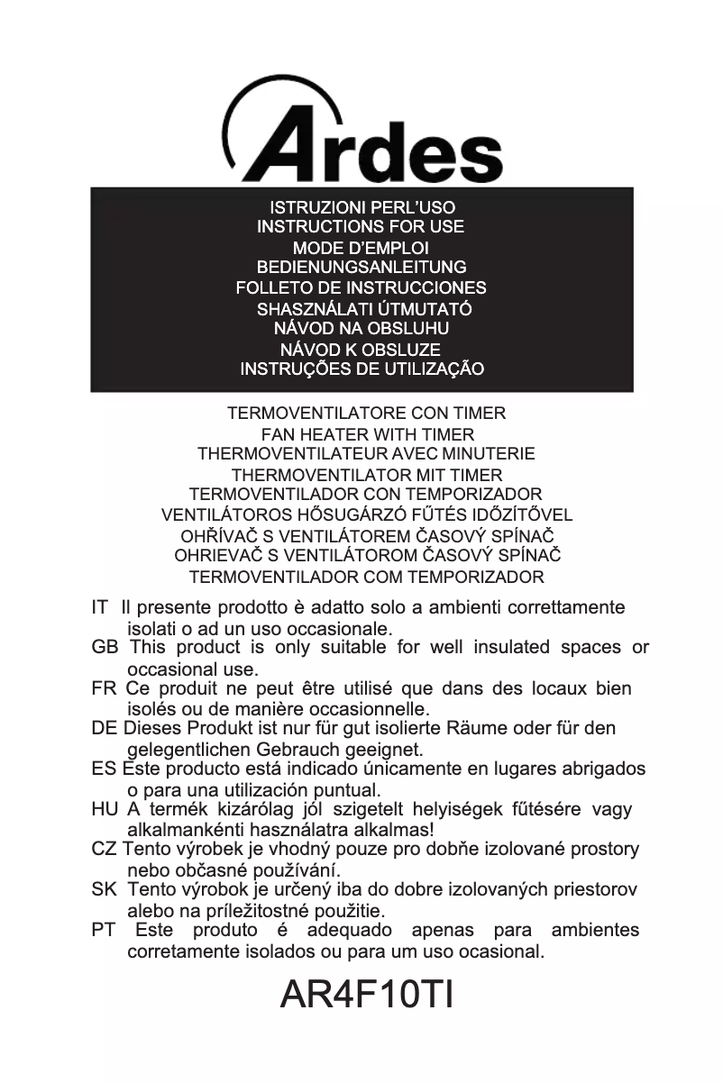 Page 1 de la notice Manuel utilisateur Ardes AR4F10TI