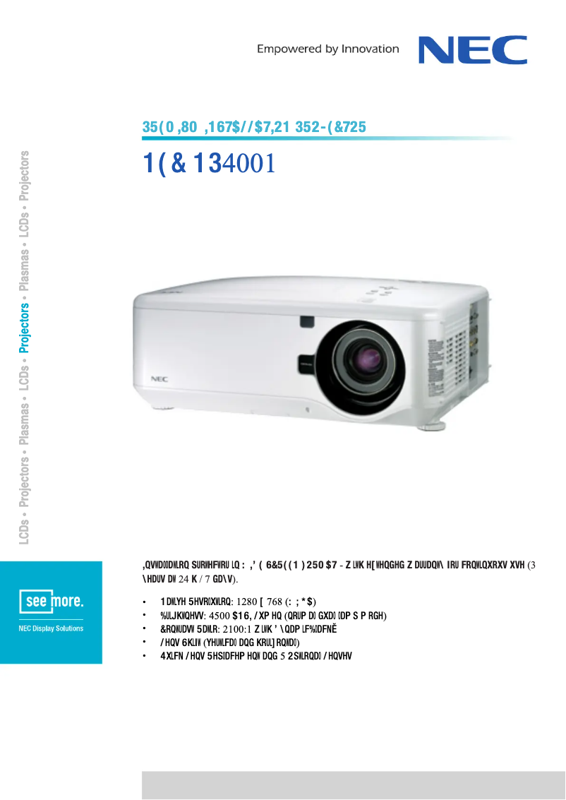 Page 1 de la notice Fiche technique NEC NP4001