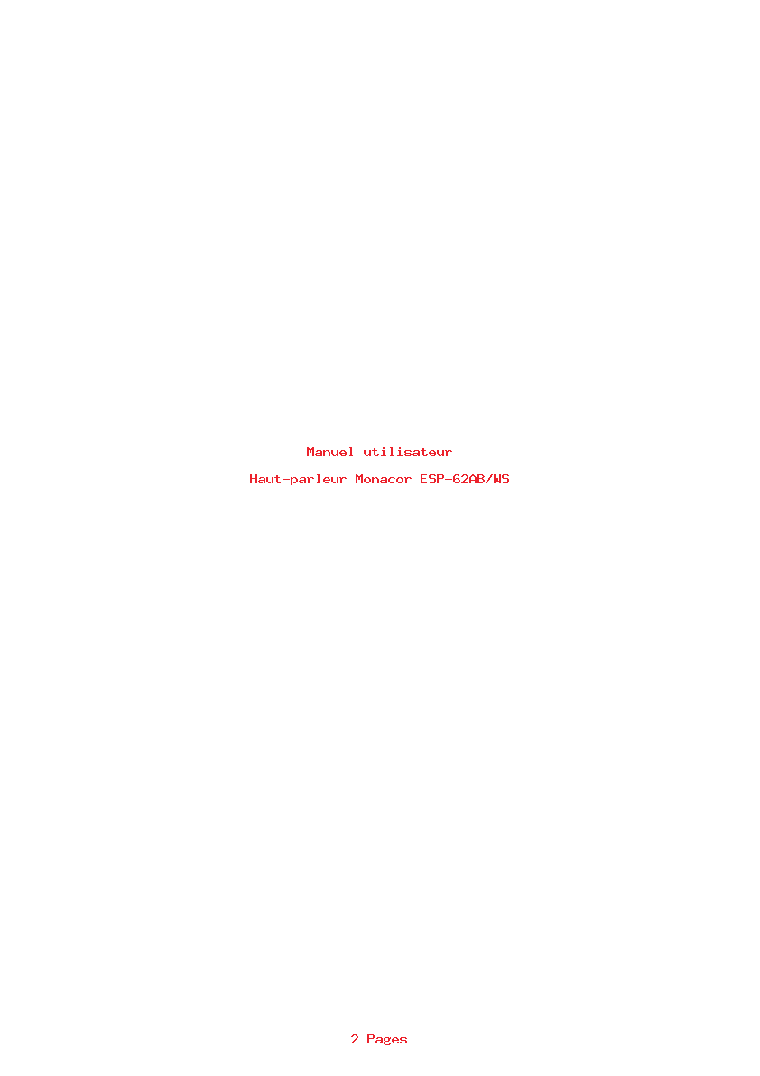 Page 1 de la notice Manuel utilisateur Monacor ESP-62AB/WS